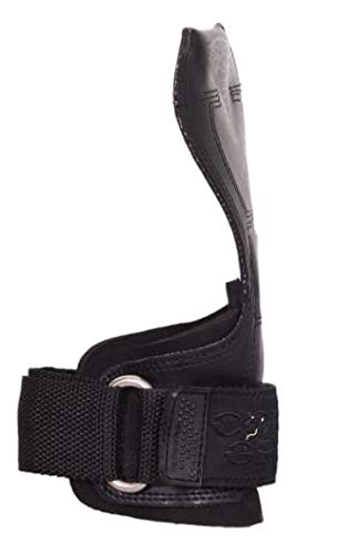 Cobra Grips Pro - Guanti per sollevamento pesi, resistenti cinghie alternative, per deadlifts regolabili, in neoprene, imbottiti, supporto per bodybuilding (gomma nera getto)