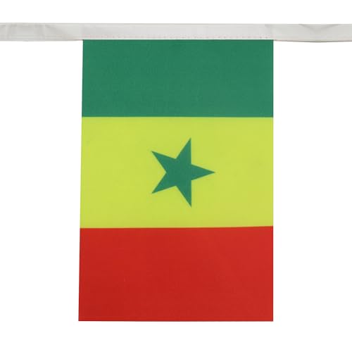 Image of AZ FLAG Senegal 6 meters BUNTING Flag 20 flags 9'' x 6'' - Senegalese STRING flags 15 x 21 cm