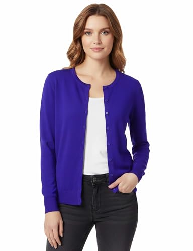 Image of Allsense Women's Long-Sleeve Crewneck Cardigan | Classic Button Down Sweater, Soft Fine Knit, Lightweight