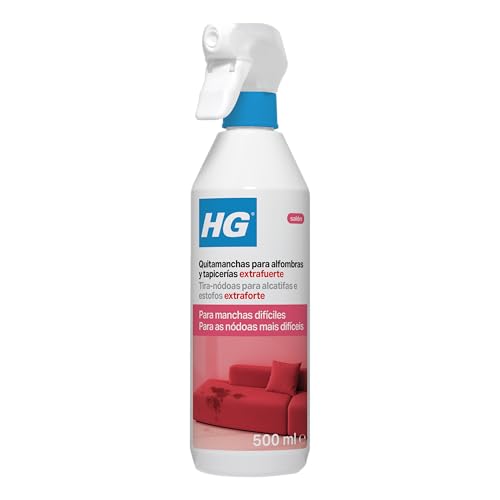 HG Quitamanchas Extra Fuerte, Eficaz Limpiador para Alfombras y Tapicería, Potente Limpiador en Spray para Tejidos, Manchas Localizadas, Sofás y Ropa, Producto de Limpieza con Oxígeno Activo - 500ml