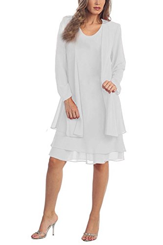 Women's Chiffon Mother of The Bride Dress Formal Evening Church Gown with Jacket