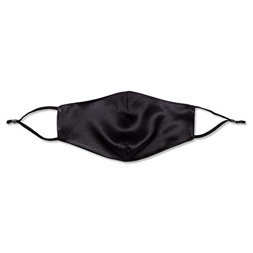 LOVINSHOW Luxury Silk Face Mask Reusable Adjustable Face Covering for Women (Black)