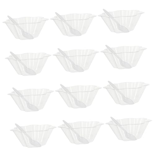 HEATSHAKING 使い捨てアイスクリームカップ 食品容器 透明ボウル スプーン付き デザートムースき氷対応 誕生日 パーティー ウェディング用