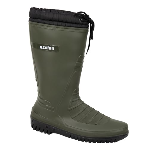 Cofan Botas de Agua con Forro Polar | Botas Impermeables en color Verde | Fabricadas en PVC (Verde/Negro, Sistema tallas calzado EU, Adulto, Números, mediano, 42)