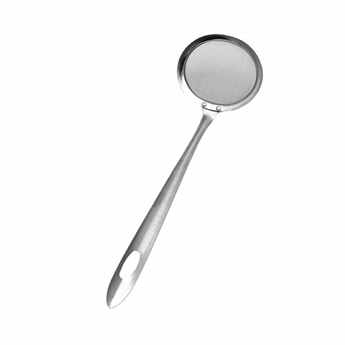 LiPing Round Network Stainless Steel Colander Spoon Filter Oil Filter Grid Scoop Kitchen Cooking Utensil Tool Soup Teaspoon Catering/Great Gift For Chefs & Foodies (A)