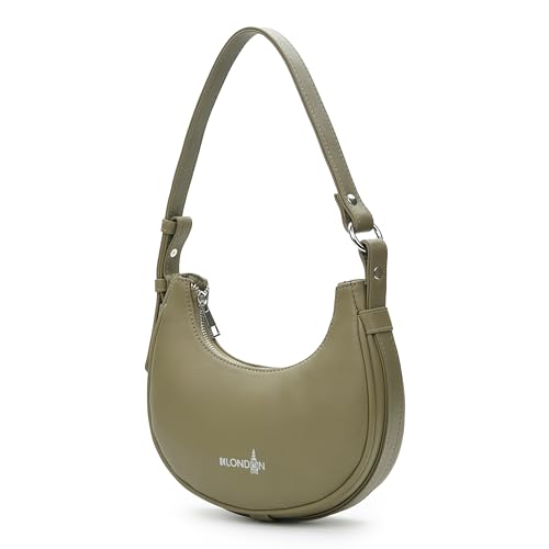 Image of K London Women's Vegan Leather Half Moon Bag | Stylish Black Shoulder Hobo | Compact Baguette Purse for Office, Casual, Party & Travel Use