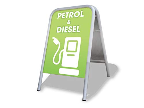 Petrol and Diesel Here Large A Board Pavement Sign MEGA Listing Outdoor Street Advertising Display… — image 1