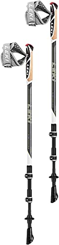 LEKI Traveller Carbon Walkingstöcke, dunkelanthrazit-weiß-Lime, 90-130cm