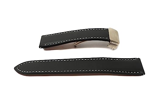 Bracelet en cuir System-S 20mm noir haute qualité compatible Samsung Galaxy Watch 4 et 5