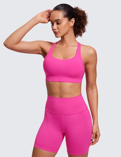 CRZ YOGA Women's Strappy Sports Bras Fitness Workout Padded Yoga Top Criss Cross Back Cami