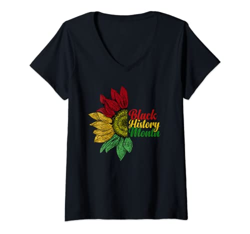 Womens Black History Month 2021 Shirt Black American Pride Gift V-Neck T-Shirt