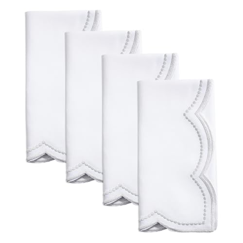 Servilletas Bordadas Lunares Borde Ondulado Set 4 miniatura 3