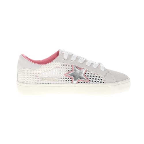 VINTAGE HAVANA Womens Free Metallic Lace Up Sneakers Shoes Casual - Grey, Pink, Silver