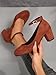 Women's Fashionable Casual Shoes - Thick Heel, Shallow Toe, Round Toe, Large Size - Suitable for Daily use or Work. (Brown,7)