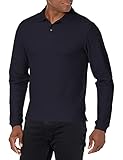 IZOD mens Long Sleeve Pique polo shirts, Navy, 38-39 US