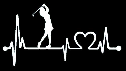 Bluegrass Decals K1080 Lady Golfer Ladies Golf Heartbeat Lifeline Decal Sticker