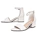 Sugar Women's Low Two Piece Block Heel Dress Shoe Ladies Ankle Strap Pump Sandal-Noelle-White Smooth-7