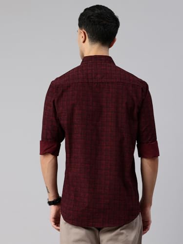 Image of Majestic Man Cotton Checkered Slim Fit Casual Shirt For Men