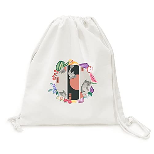 Beauty Gift sac en tissu pliable à sangle motif poisson japonais