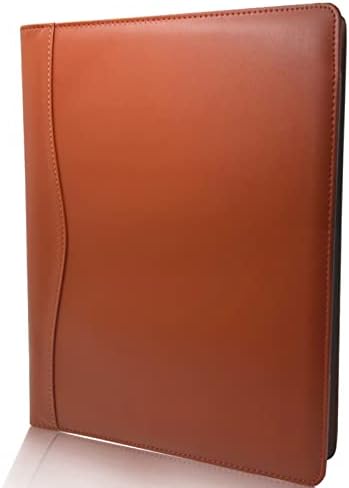 Leather Portfolio Folder Padfolio, Business Padfolio Organizer Document Planner Portfolio Binder Storage Pocket for Legal Pad Holder Paperwork Phone Men Women Red Brown