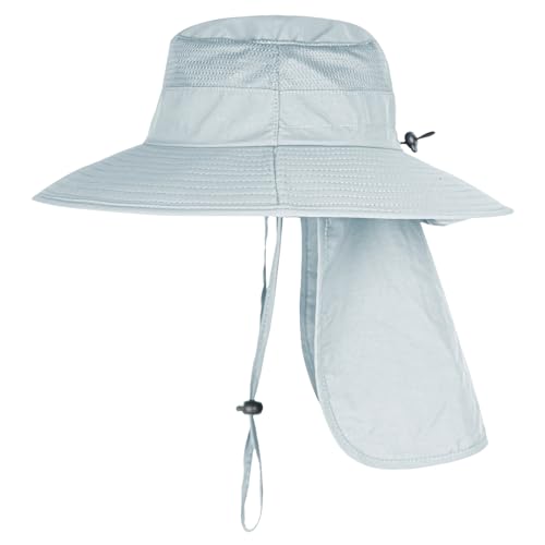 Sun Hats for Men Women Fishing Hat UPF 50+ Breathable Wide Brim Bucket Hats Summer UV Protection Safari Hat with Neck Flap - Image 4