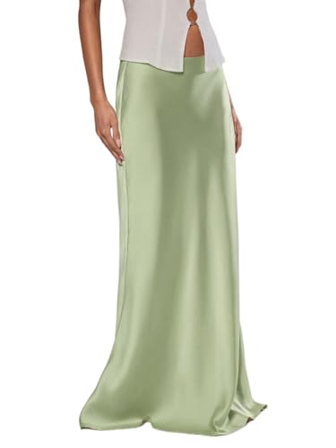 Elegant Plain Low Waist Zipper Satin Skirt 2025 Fashion Skirts for Women