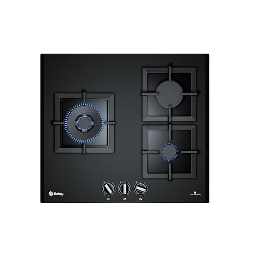 Balay 3ETG663HB - Placa de gas de cristal templado, parrillas hierro forjado, 3 quemadores, 60 cm de ancho, color negro