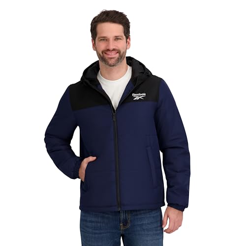 Reebok Mens Midweight Puffer Jacket, Vector Navy, M
