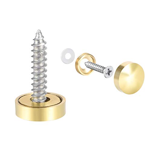 sourcing map Cache Vis Miroir Décoratif Capuchons Couverture Clous Poli Doré 12mm 4Pcs