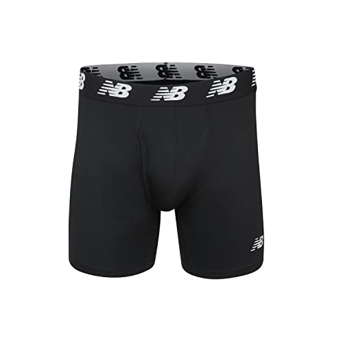 New Balance Men's 6" Boxer Brief Fly Front With Pouch, 3-Pack, Black/Black/Black, Large #TOP1