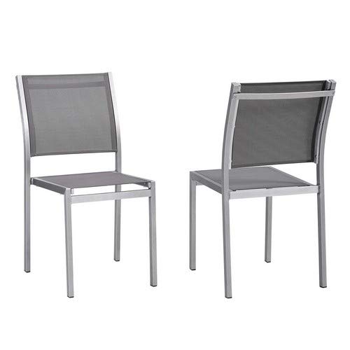 Modway Shore Outdoor Patio Aluminum Set Of 2 Side Chair In Silver Gray #TOP3