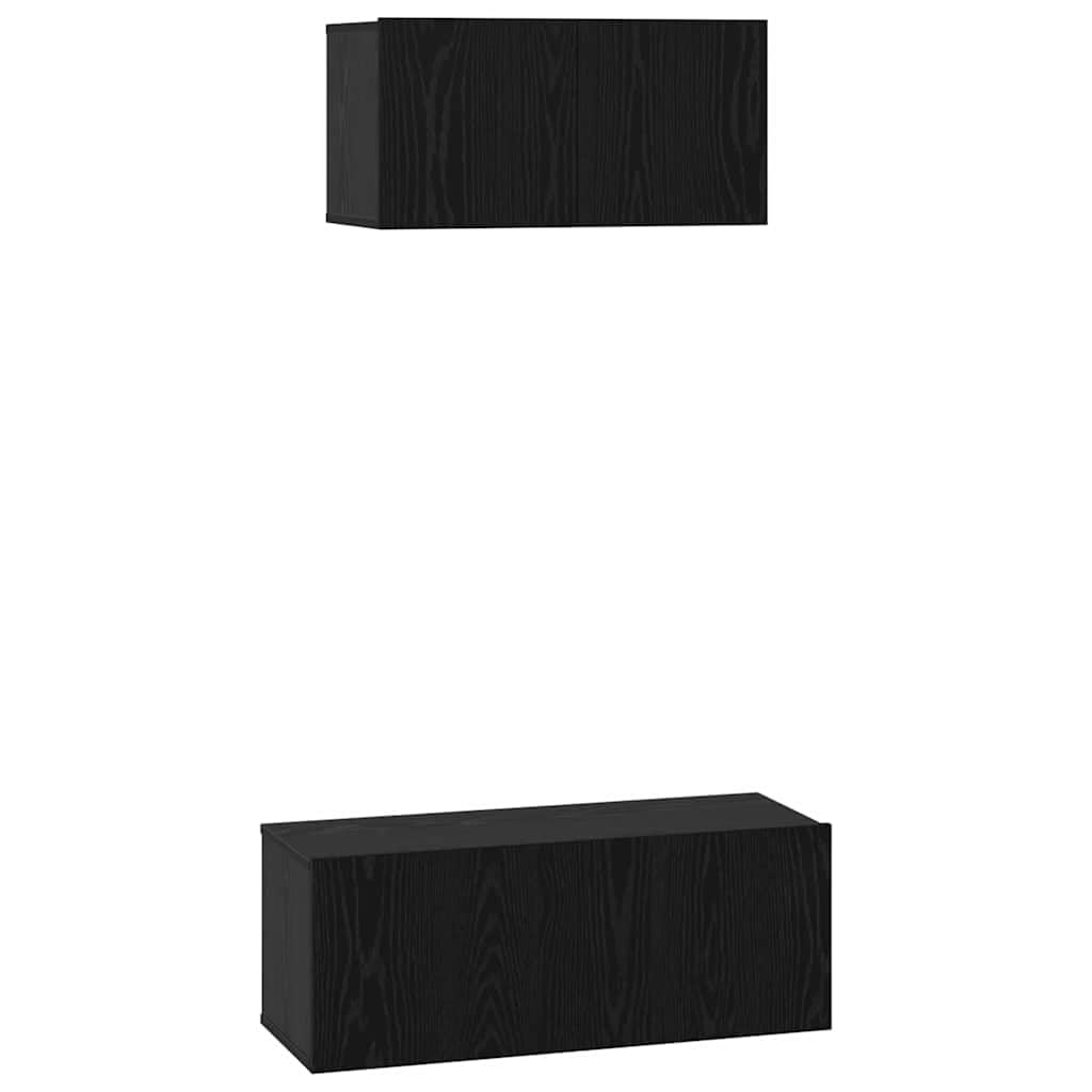 Set 2 Mobili TV da Parete RovereNero Legno Ingegnerizzato | Coppia di pensili sospesi per soggiorno,ideali per ottimizzare lo spazio e organizzare decoder e accessori.