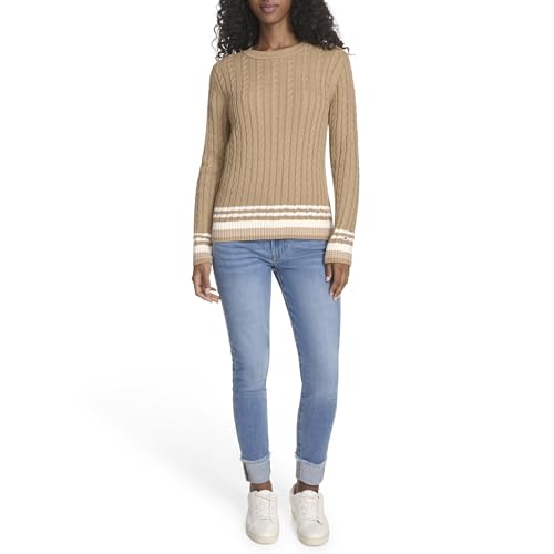 Image of Tommy Hilfiger Women's Cotton Crewneck Cable Sweater