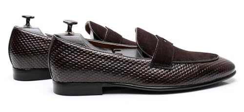 Mens Causal Dress Shoes Slip On Penny Loafers Genunie Leather Fashion Modern Mocasines Prom Wedding Business Suit Shoes Tuxedo Shoes for Men4