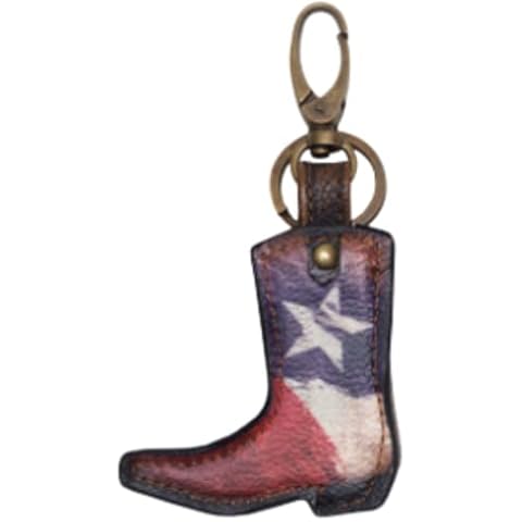Miniature Leather Cowboy Boot Keychain with Texas State Flag, Western Souvenir Key Rings, Southern Country Accessories Key Chain Charms for Men and Women, 5 Inches Cover