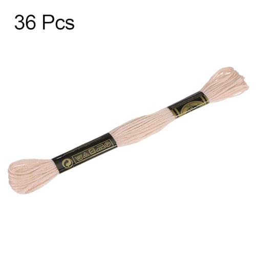 Image of HARFINGTON 3pcs 12 Skeins Embroidery Floss 8.75yds(8m) Egyptian Long-Staple Cotton Cross Stitch Thread for Sewing DIY Bracelet Yarn String and Crafts, Dark Beige(63774)