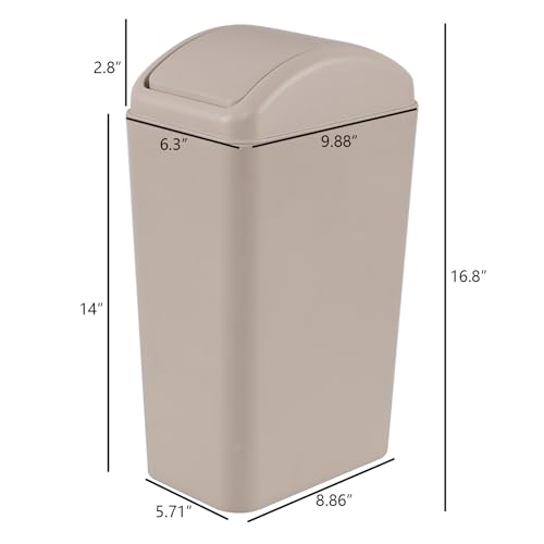 Image of 14 Liter Plastic Trash Can with Swing Lid, 3.5 Gallon Slim Swing Top Garbage Can, 1-Pack