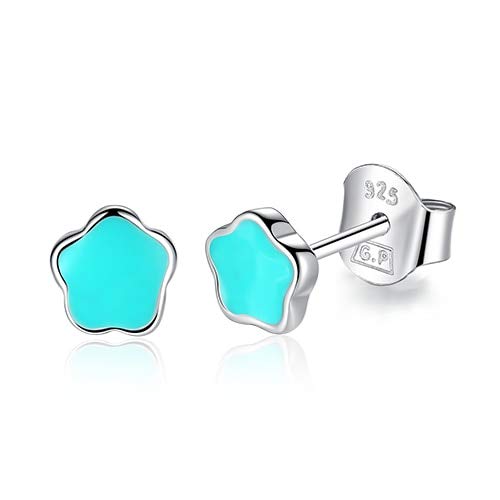 Boucles d'oreilles fleur émail argent sterling bijoux femmes