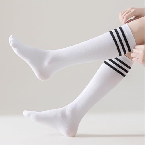 Image of DRESHOW 3 Pairs Cotton Knee High Socks for Women Solid Knit Knee Long Stocking Leg Warmer All Season Gift