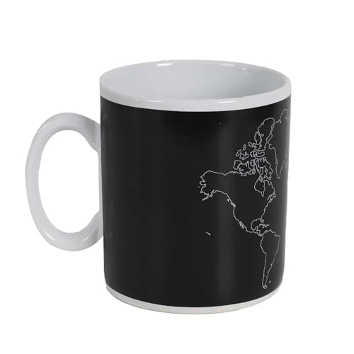 THE CONCEPT FACTORY, KA0387 - Taza de cerámica termoreactiva, diseño Elegante y Moderno, Ideal para café, té o sopas, Capacidad 70 cl, tamaño XXL, Color Negro, 80 cl
