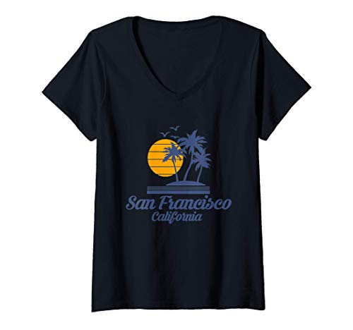 Femme San Francisco California CA Beach City State T-Shirt avec Col en V
