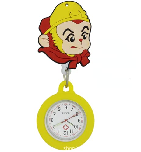 Revers Montre de Poche,Montre de Poche médicale rétractable, Silicone Mignonne Montre de Poche-Chat Fromage,Montre d'infirmière avec Pince (13) Cover