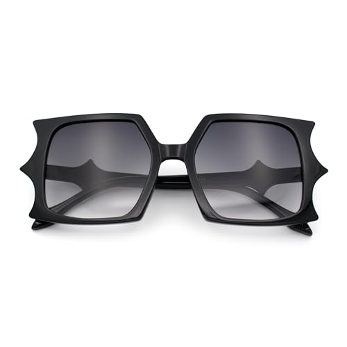 SA106 Womens Bat Wing Oversized Rectangular Plastic Fashion Sunglasses