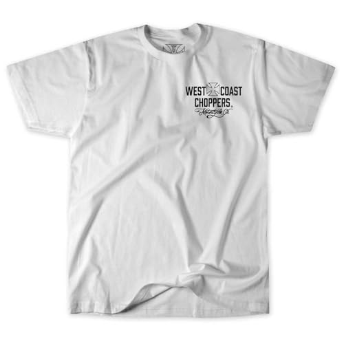 T-shirt WCC blanc pour homme West Coast Choppers style motard décontracté