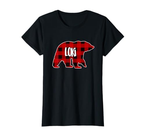Loki Bear Custom Red Buffalo Plaid Christmas Pajama Camiseta