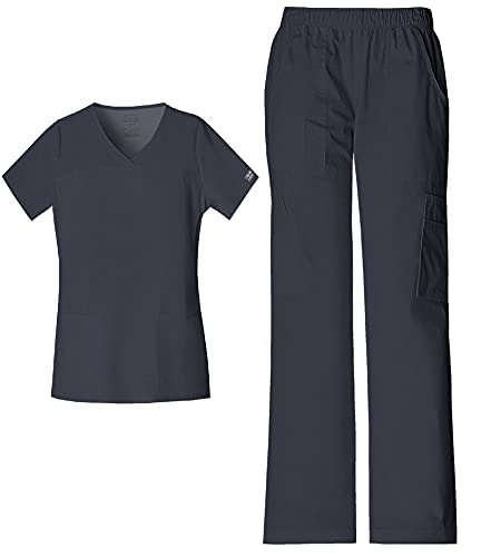 Tunique médicale Cherokee femme étain pantalon cargo 4005 haut col v 4727 taille M