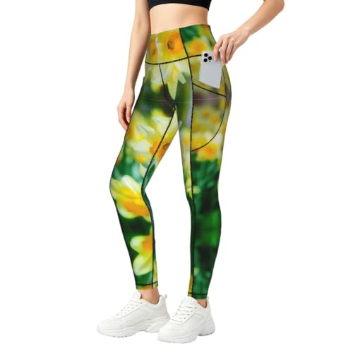Mallas de cintura alta que no se bajan pantalones de yoga suaves con bolsillo lateral