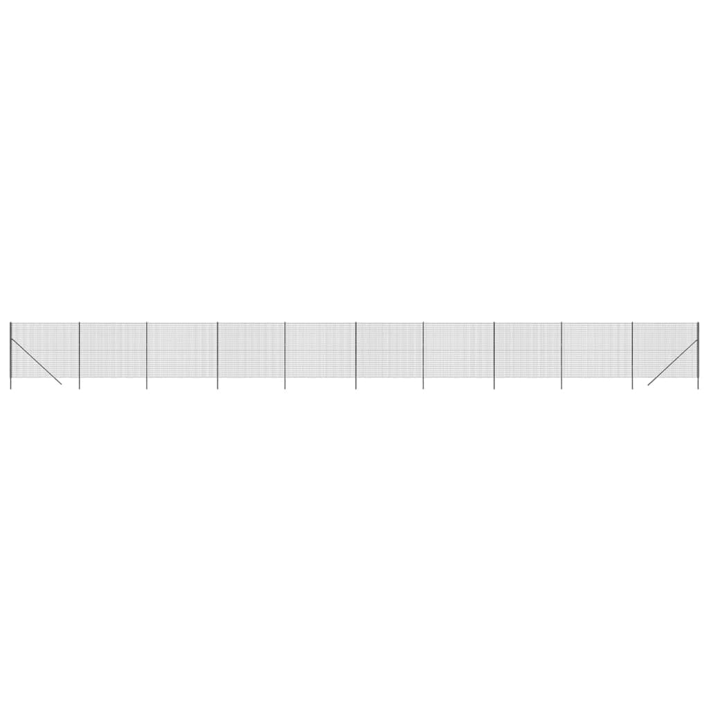 Wire Mesh Fence Anthracite 2x25 m Galvanised Steel PVC Coated Heavy Duty Outdoor Garden Security Fence Roll with Posts for Animal Enclosure Property Barrier