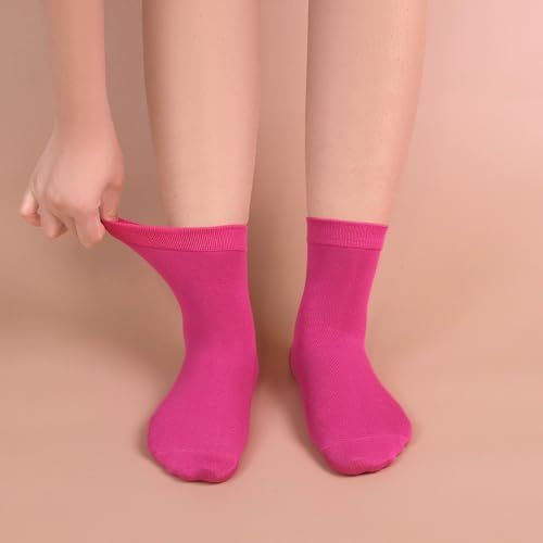 Image of Womens Viscose Bamboo Crew Socks Thin Casual Ultra Soft Colorful Above Ankle Socks Breathable Comfortable 3 /6 Pairs