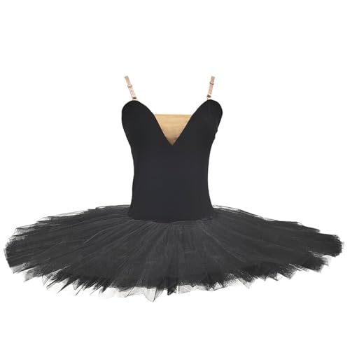 Elegant Ballet Practice Tutu Dress for Girls - Ideal for Dance Class Training - Role-Play Costumes, Solo Group Performances (Black,X-Small)